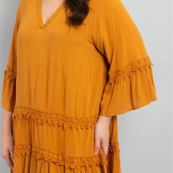 Boho style Camel color dress - Picture 6 of 11